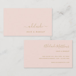 赤面ピンク金ゴールドエレガント美容師メイクアップアーティスト 名刺