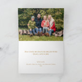 赤面ピンク金ゴールドオーナメントフォトホリデーカード シーズンカード (内部)