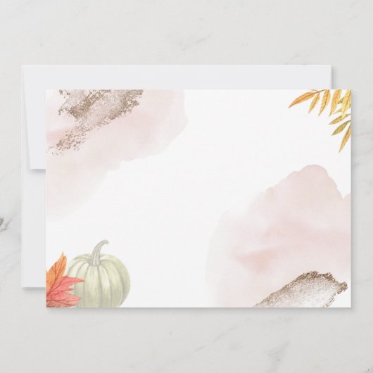 赤面ピンク金ゴールドカボチャ最初の誕生日と写真 招待状 (裏面)
