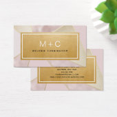 赤面ピンク金ゴールドカラーブロックモノグラム名刺 (デスク)