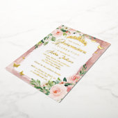 赤面ピンク金ゴールドキンセアニェラフローラ蝶 箔招待状 (回転した状態)