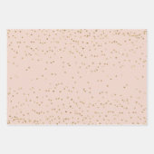 赤面ピンク金ゴールドクリスマスツリーストライプの輝き ラッピングペーパーシート (正面3)