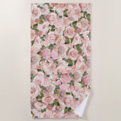 赤面ピンク金ゴールドグラムヴィンテージバラ ビーチタオル (正面)