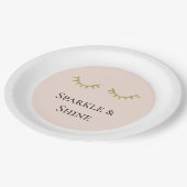 赤面ピンク金ゴールドグリッターまつげ輝き ペーパープレート (アングル)