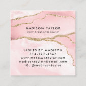 赤面ピンク金ゴールドグリッターアゲートマーブルモノグラムキュート 予約カード (裏面)