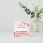 赤面ピンク金ゴールドグリッターアゲートマーブルモノグラムキュート 予約カード (スタンド正面)