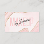 赤面ピンク金ゴールドグリッターアゲートメイクアップアーティストサロン 名刺 (裏面)