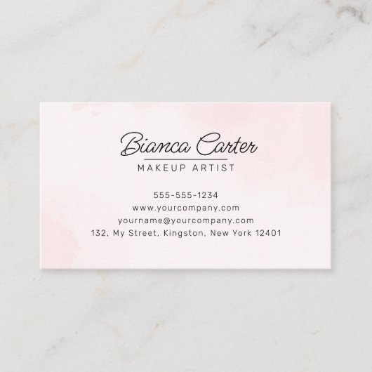 赤面ピンク金ゴールドグリッターアゲートメイクアップアーティストサロン 名刺 (正面)