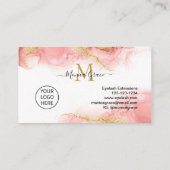 赤面ピンク金ゴールドグリッターカスタムロゴモノグラム 名刺 (裏面)