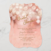 赤面ピンク金ゴールドグリッタースパークルブライダルシャワー 招待状 (正面/裏面)