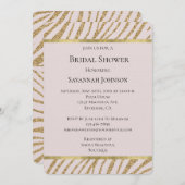 赤面ピンク金ゴールドグリッターゼブラアニマルブライダルシャワー 招待状 (正面/裏面)