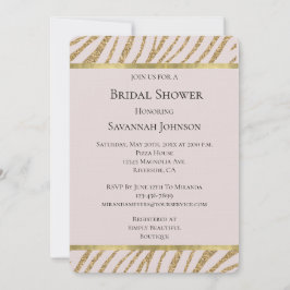 赤面ピンク金ゴールドグリッターゼブラアニマルブライダルシャワー 招待状