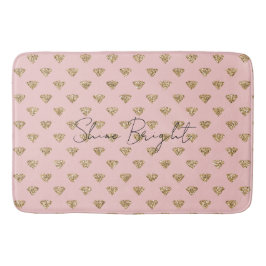 赤面ピンク金ゴールドグリッターダイヤモンド バスマット