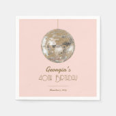 赤面ピンク金ゴールドグリッターディスコボール誕生日 スタンダードカクテルナプキン (正面)