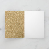 赤面ピンク金ゴールドグリッターハートヒョウ印刷 カード (内部)