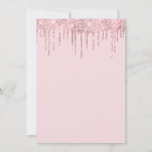 赤面ピンク金ゴールドグリッターバタフライガールベビーシャワー 招待状 (裏面)