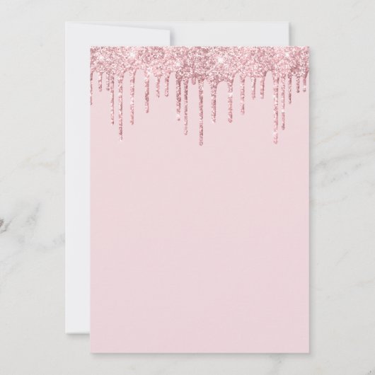 赤面ピンク金ゴールドグリッターバタフライガールベビーシャワー 招待状 (裏面)