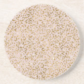 赤面ピンク金ゴールドグリッターヒョウ印刷 コースター (正面)