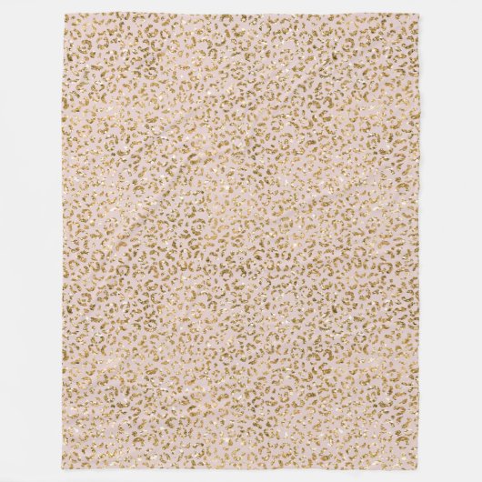 赤面ピンク金ゴールドグリッターヒョウ印刷 フリースブランケット (正面)