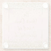 赤面ピンク金ゴールドグリッタービューティフル引用文 ガラスコースター (裏面)