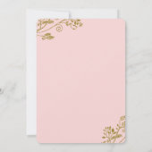 赤面ピンク金ゴールドグリッターブライダルシャワー招待 招待状 (裏面)