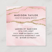 赤面ピンク金ゴールドグリッターマーブルアガテシックモノグラム スクエア名刺 (裏面)