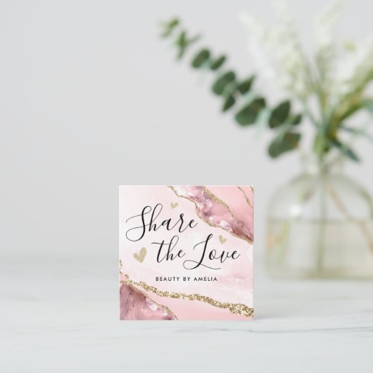 赤面ピンク金ゴールドグリッターマーブルアガテシックモノグラム 紹介カード (スタンド正面)