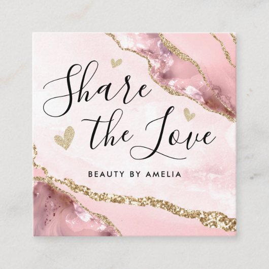 赤面ピンク金ゴールドグリッターマーブルアガテシックモノグラム 紹介カード (正面)