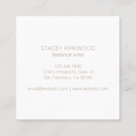 赤面ピンク金ゴールドグリッターモノグラムロゴモダン スクエア名刺 (裏面)