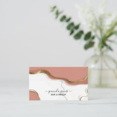 赤面ピンク金ゴールドグリッター大理石アゲートモノグラム 名刺 (スタンド正面)