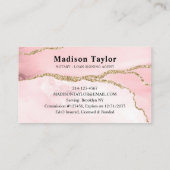 赤面ピンク金ゴールドグリッター大理石ゲート公証人 名刺 (裏面)