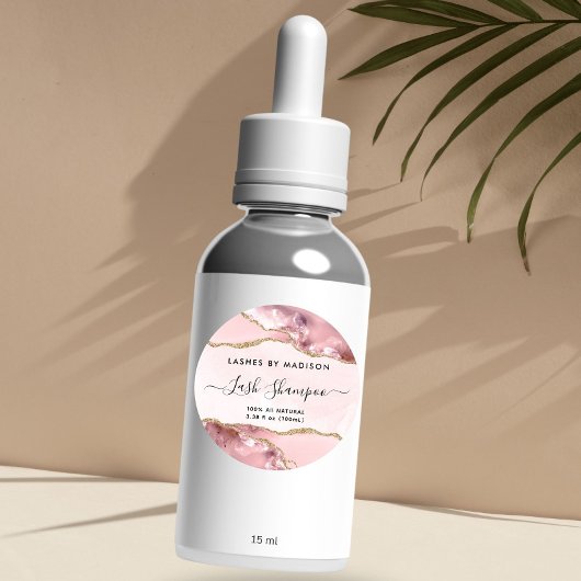 赤面ピンク金ゴールドグリッター大理石瑪瑙プロダクトラベル ラウンドシール