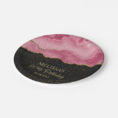 赤面ピンク金ゴールドグリッター抽象芸術水彩大理石 ペーパープレート (アングル)