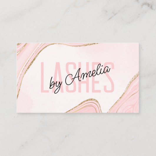 赤面ピンク金ゴールドグリッター瑪瑙アイラッシュブロウ 名刺 (裏面)