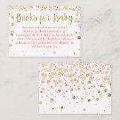 赤面ピンク金ゴールドグリッター紙吹雪書籍ベビー エンクロージャーカード (正面/裏面)