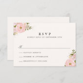 赤面ピンク金ゴールドグリッターPeony RSVPカード (正面/裏面)