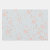 赤面ピンク金ゴールドグレーの雪片トーン ラッピングペーパーシート (正面)