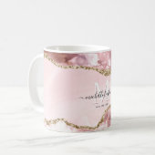 赤面ピンク金ゴールドシックグリッター金ゴールドアゲートモノグラム コーヒーマグカップ (正面左)