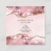 赤面ピンク金ゴールドシックグリッター金ゴールドアゲートモノグラム スクエア名刺 (裏面)