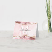 赤面ピンク金ゴールドシックグリッター金ゴールドアゲートモノグラム ノートカード (正面)