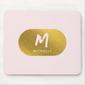 赤面ピンク金ゴールドシックフェミニンモノグラムイニシャル マウスパッド (正面)