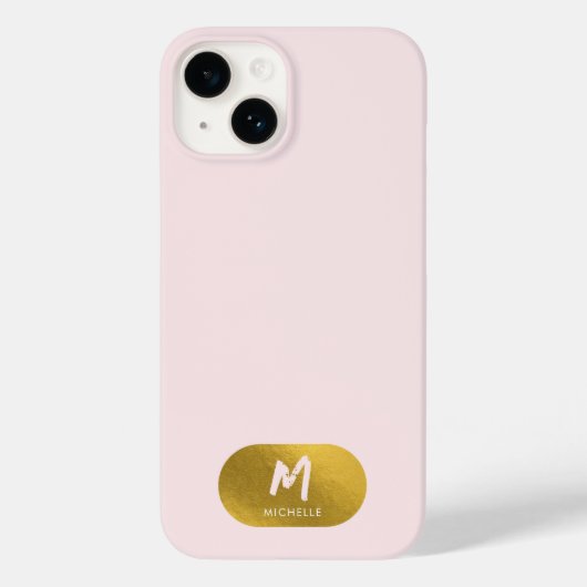 赤面ピンク金ゴールドシックフェミニンモノグラムイニシャル Case-Mate iPhoneケース (裏面)