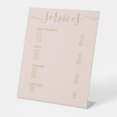 赤面ピンク金ゴールドシック美容師価格リストメニュー 台座サイン (正面)