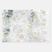 赤面ピンク金ゴールドシルバースノーフレーク凍っていレイクアイス ラッピングペーパーシート (正面3)