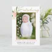 赤面ピンク金ゴールドシンプル女の子の誕生の発表 (スタンド正面)