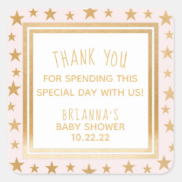 赤面ピンク金ゴールドスター赤ちゃんシャワーお気に入りステッカー スクエアシール