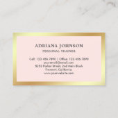 赤面ピンク金ゴールドダンベルフィットネスパーソナルトレーナー 名刺 (裏面)