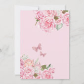 赤面ピンク金ゴールドティアラフローラバタフライキンセアニェラ 招待状 (裏面)