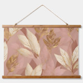 赤面ピンク金ゴールドトレンディーボホ葉コレクション 吊り下げ型タペストリー (正面)