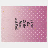 赤面ピンク金ゴールドハート フリースブランケット (正面(横))